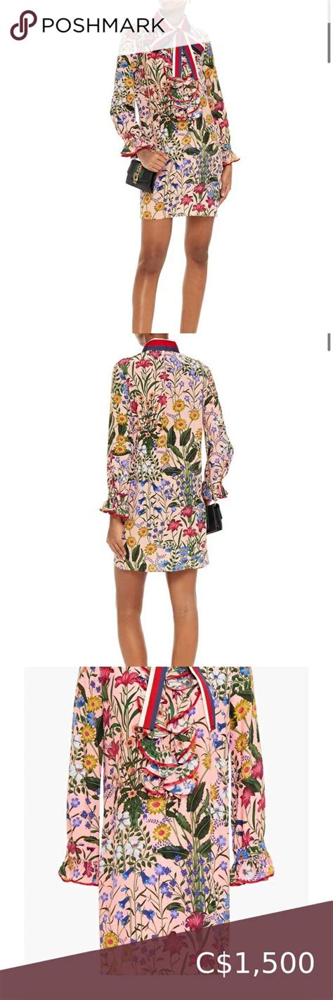 gucci ruffle floral dress|gucci mini dresses.